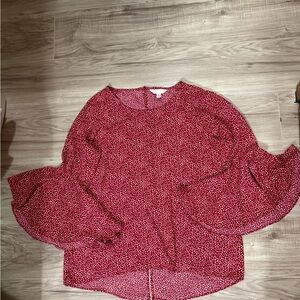 Lauren Conrad women's blouse size L red flared sleeve